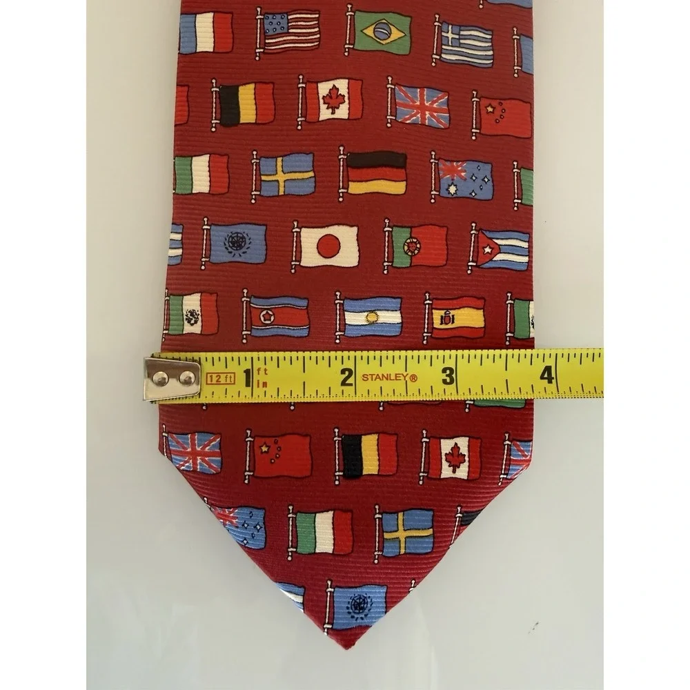 FACONNABLE 100% Silk Tie Hand Made ITALY Designer World Flag NWT - Picture 7 of 7